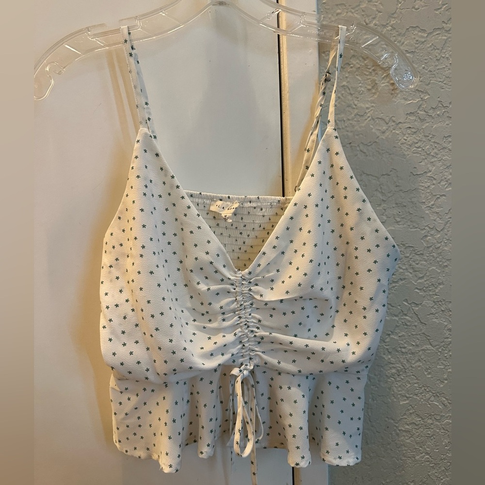 La Hearts White Star Patterned Ruched Camisole